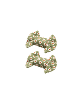 Olive Bloom Bow Clips